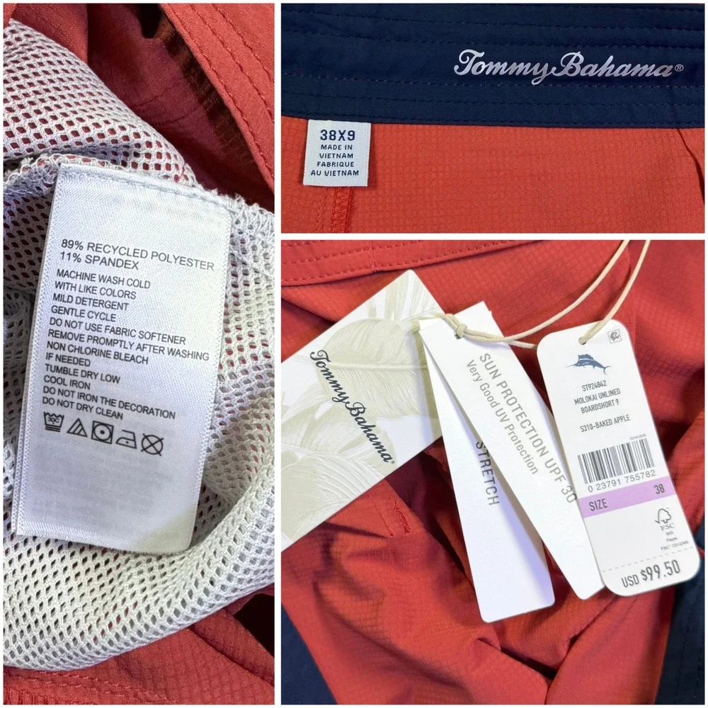 Tommy Bahama Molokai Unlined Boardshorts 9 Baked‎ Apple Red Mens 38 ST924842 NEW